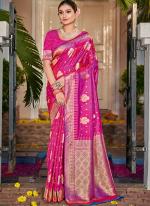 Silk Rani Pink Party Wear Weaving Saree